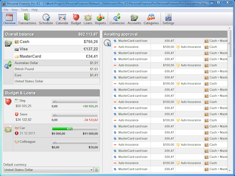 Alzex Personal Finance software screenshot