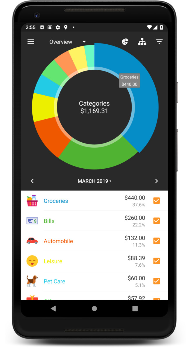 Alzex Finance for Android is an elegant, super easy financial planning app