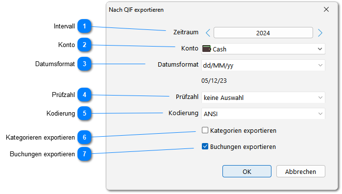 Export in eine QIF-Datei