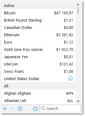 Currency selection
